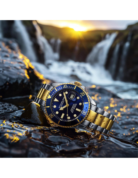 Reloj de buceo Stuhrling Original hombre acero inoxidable azul