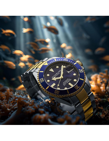 Reloj de buceo Stuhrling Original hombre acero inoxidable azul