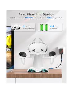 Base de Carga Rápida KawayeReal para Meta Quest 3/3S/2 con 4 Baterías 2