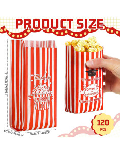 120 Bolsas de Palomitas de Maíz Gilprop para Graduación 21x9x6cm 2