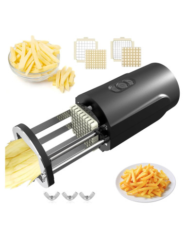 Cortador de Papas Fritas Eléctrico Demine 3.01 kg con Cuchillas de Acero