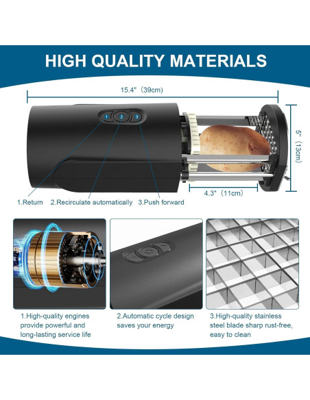 Cortador de Papas Fritas Eléctrico Demine 3.01 kg con Cuchillas de Acero