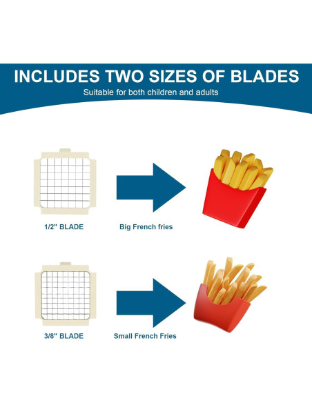 Cortador de Papas Fritas Eléctrico Demine 3.01 kg con Cuchillas de Acero