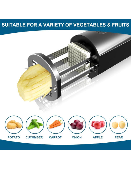 Cortador de Papas Fritas Eléctrico Demine 3.01 kg con Cuchillas de Acero
