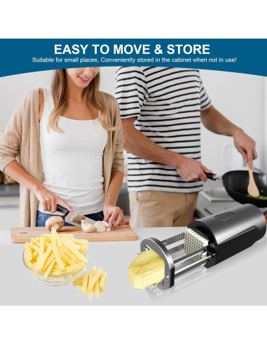 Cortador de Papas Fritas Eléctrico Demine 3.01 kg con Cuchillas de Acero