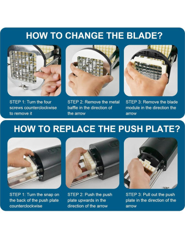 Cortador de Papas Fritas Eléctrico Demine 3.01 kg con Cuchillas de Acero