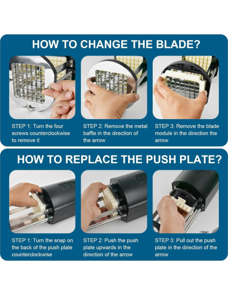 Cortador de Papas Fritas Eléctrico Demine 3.01 kg con Cuchillas de Acero