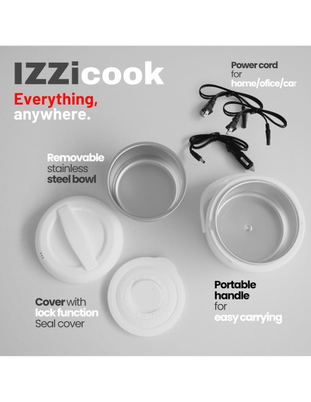 Caja de Almuerzo Eléctrica IZZicook 1.2L - Calentador Portátil 80W