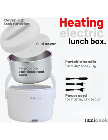Caja de Almuerzo Eléctrica IZZicook 1.2L - Calentador Portátil 80W