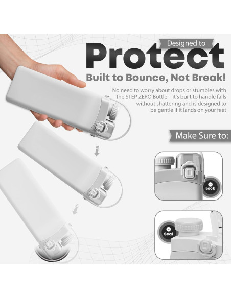 Botella de Agua Plegable 0.57L Silicona BPA Free Gris Claro