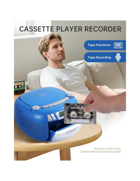 Reproductor de CD Boombox SFOOEOJ con Bluetooth y Casete