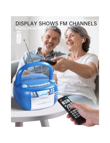 Reproductor de CD Boombox SFOOEOJ con Bluetooth y Casete