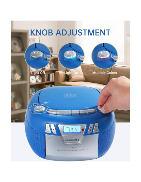 Reproductor de CD Boombox SFOOEOJ con Bluetooth y Casete