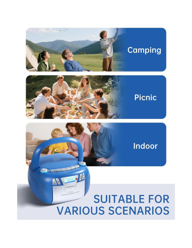 Reproductor de CD Boombox SFOOEOJ con Bluetooth y Casete