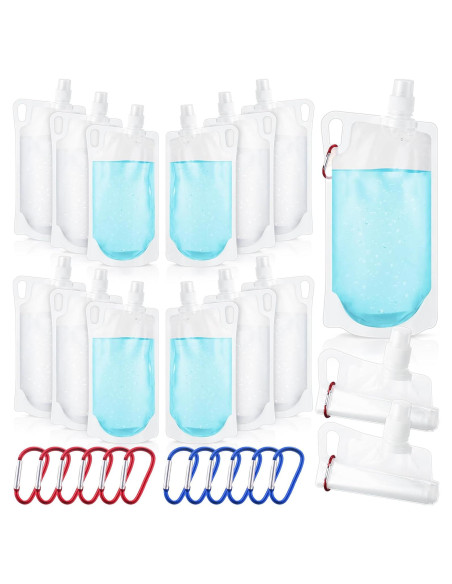 Maxdot 12 Botellas de Agua Plegables 1L con Clip para Camping Maxdot 12 Botellas de Agua Plegables 1L con Clip para Camping