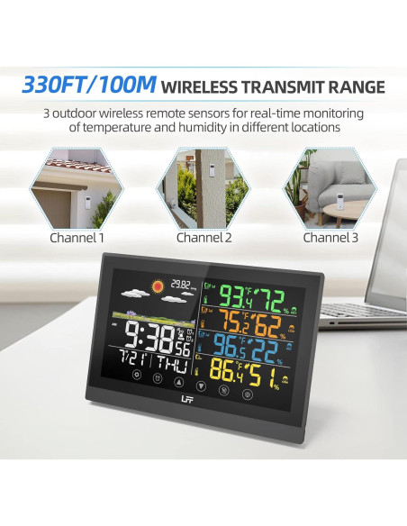 Estación Meteorológica LFF Inalámbrica 12 en 1 con 3 Sensores