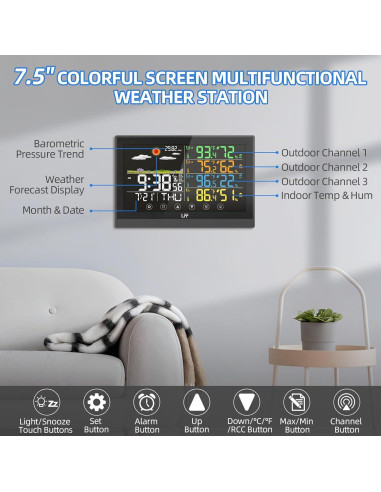 Estación Meteorológica LFF Inalámbrica 12 en 1 con 3 Sensores