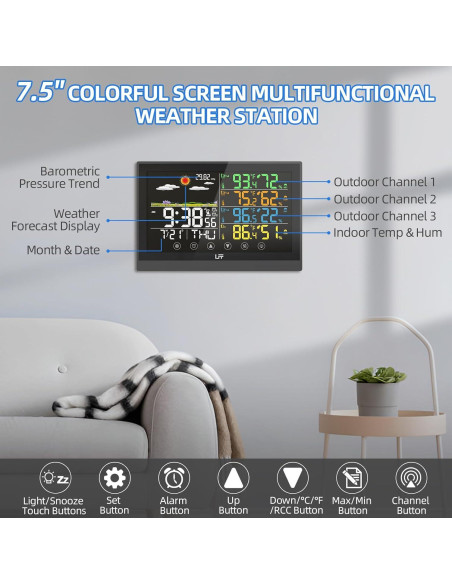 Estación Meteorológica LFF Inalámbrica 12 en 1 con 3 Sensores