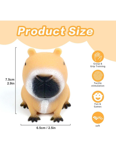 4 Pelotas Antiestrés Squeeze Capybara Gytera 6.4x5.1 cm