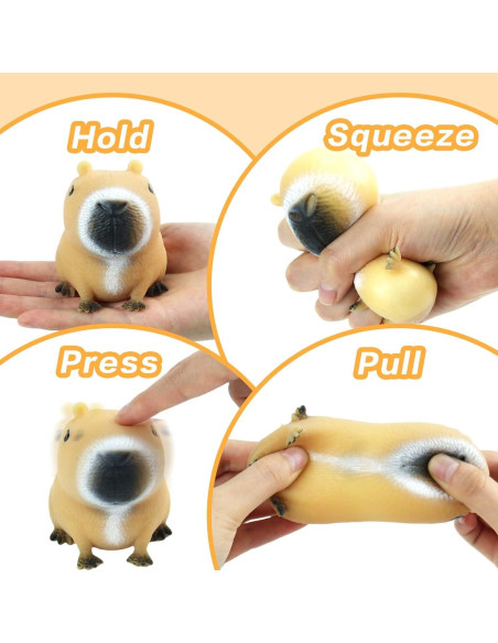 4 Pelotas Antiestrés Squeeze Capybara Gytera 6.4x5.1 cm