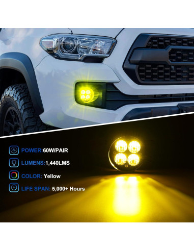 Luces de Niebla LED AUYICH Amarillas para Tacoma 2012-2023
