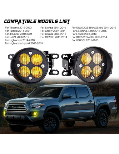 Luces de Niebla LED AUYICH Amarillas para Tacoma 2012-2023