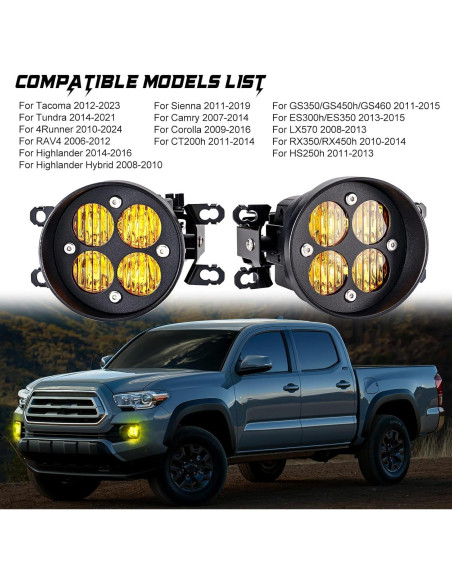 Luces de Niebla LED AUYICH Amarillas para Tacoma 2012-2023