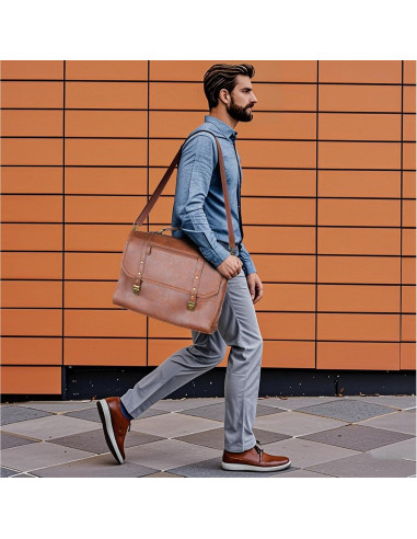 Bolsa Mensajera 15.6" Manificent Cuero Sintético Marrón