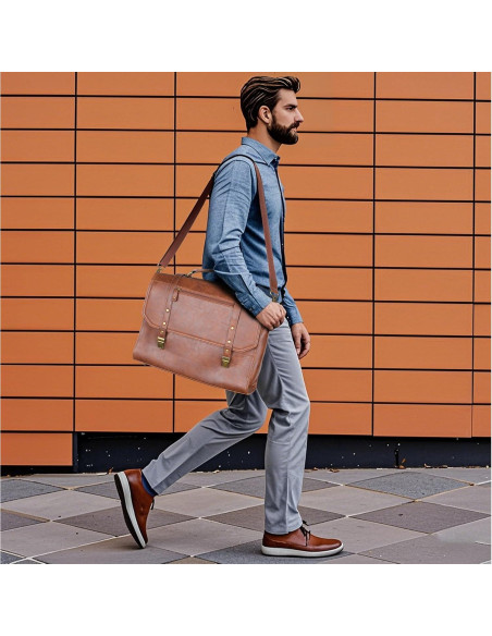 Bolsa Mensajera 15.6" Manificent Cuero Sintético Marrón