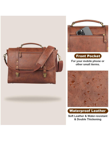 Bolsa Mensajera 15.6" Manificent Cuero Sintético Marrón