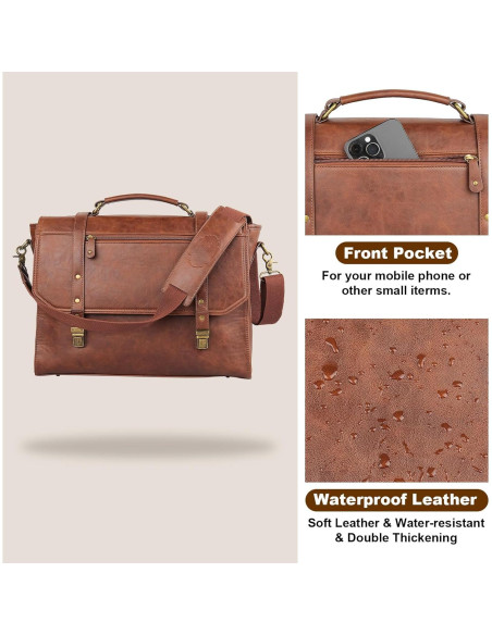 Bolsa Mensajera 15.6" Manificent Cuero Sintético Marrón