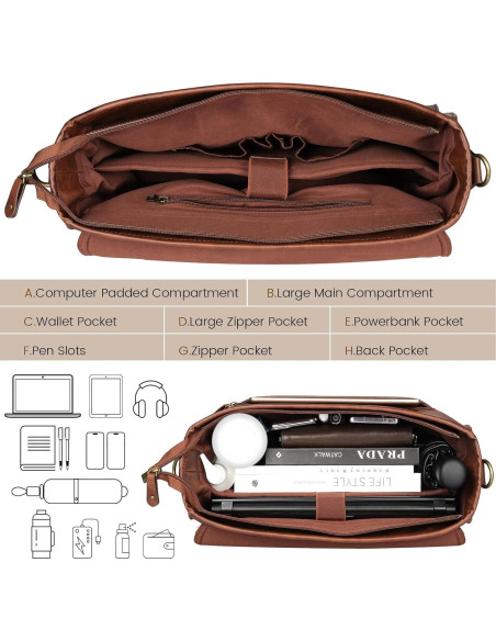 Bolsa Mensajera 15.6" Manificent Cuero Sintético Marrón