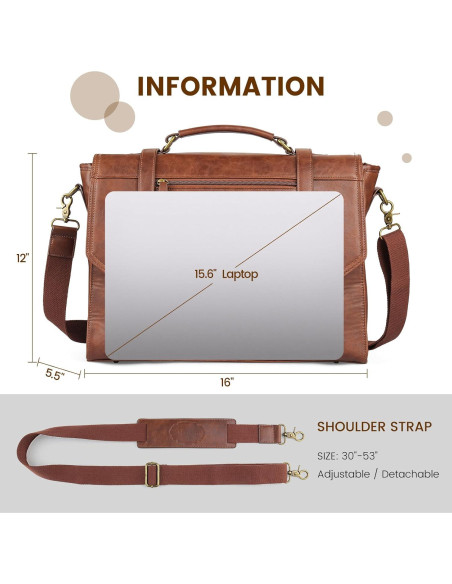 Bolsa Mensajera 15.6" Manificent Cuero Sintético Marrón