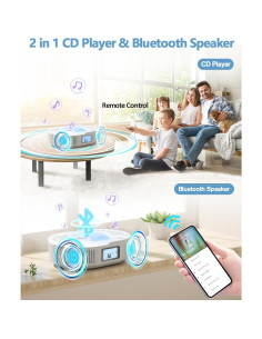 Reproductor de CD Portátil FELEMAN 2 en 1 Bluetooth 15W 2