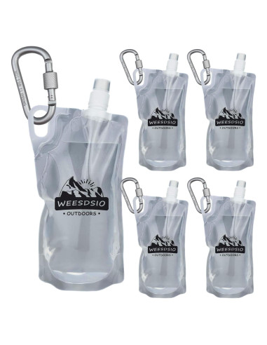 Set de 5 Botellas de Agua Colapsables Weesdsio 1L para Senderismo