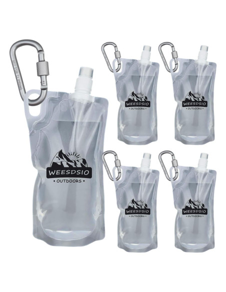 Set de 5 Botellas de Agua Colapsables Weesdsio 1L para Senderismo