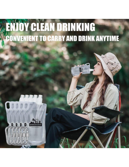 Set de 5 Botellas de Agua Colapsables Weesdsio 1L para Senderismo