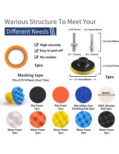 Kit de Almohadillas de Pulido 3" NYNM - Grano 80-3000 2