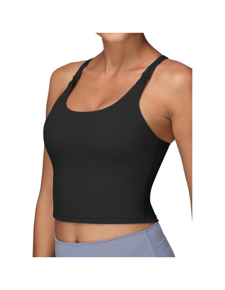 Camiseta de Lactancia Foucome con Sujetador Incorporado - Negro