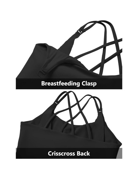 Camiseta de Lactancia Foucome con Sujetador Incorporado - Negro