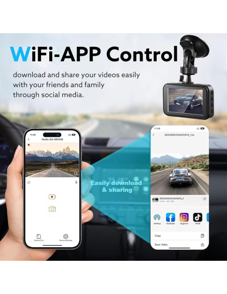 Cámara Dash 4K Delantera y Trasera Wkreuoar con G-Sensor