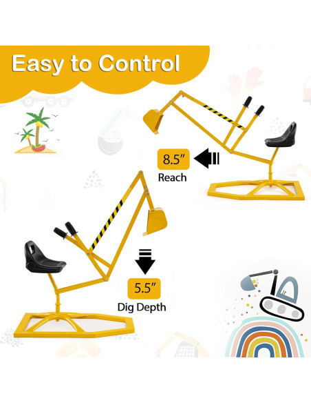 Excavadora de Arena Costzon con Asiento Rotatable 360 para Niños