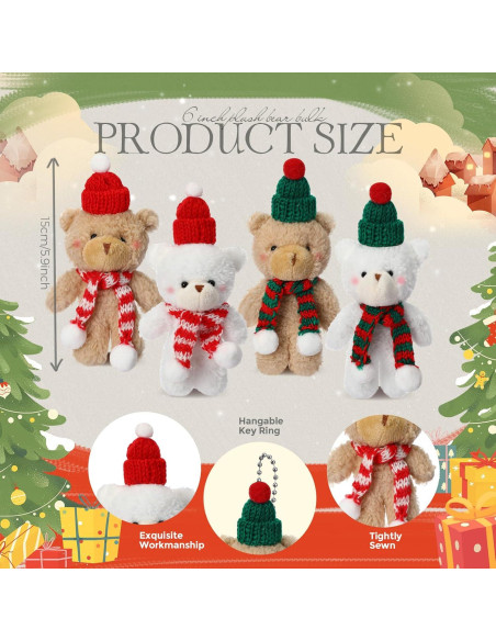 Hiboom 40 Ositos de Peluche Navidad 15 cm Decoración Fiesta