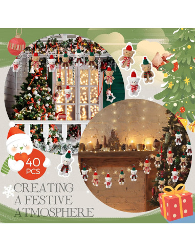 Hiboom 40 Ositos de Peluche Navidad 15 cm Decoración Fiesta