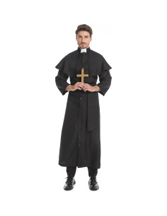 Traje de Sacerdote para Hombre GRAJTCIN Túnica Negra Grande 2