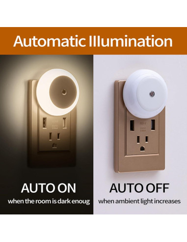 Paquete de 6 luces nocturnas LED MAIDELI con sensor de luz