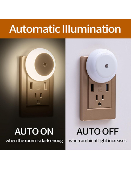 Paquete de 6 luces nocturnas LED MAIDELI con sensor de luz