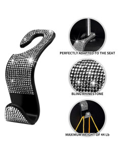 Gancho de bolso para auto Bling - 4 piezas reposacabezas plata 2