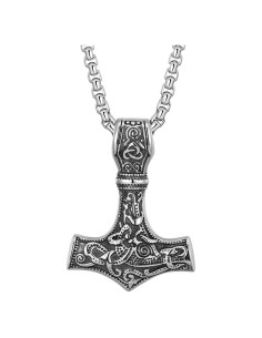 Collar Vikingos Mjolnir Thor - Colgante Acero Inoxidable 58 cm