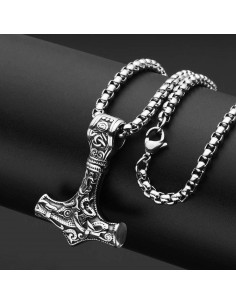 Collar Vikingos Mjolnir Thor - Colgante Acero Inoxidable 58 cm 2